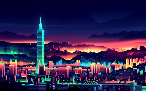 Image "Vibrant neon city, Taiwan, art" (2880x1800)