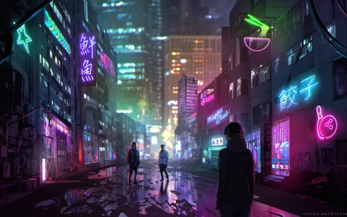 Image "Cyberpunk 2077 street neon" (3840x2400)