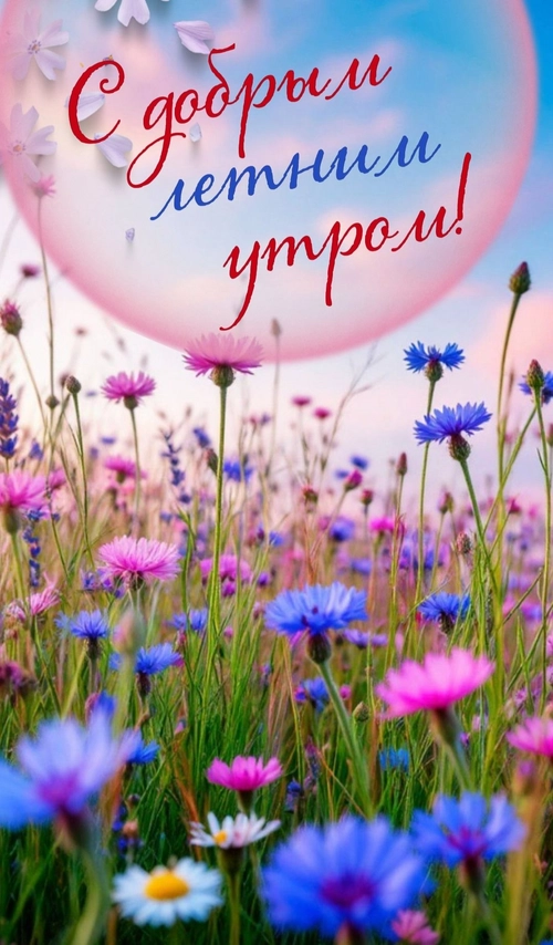 Изображение «С добрым летним утром! Поле с цветами.» (1080x1844)
