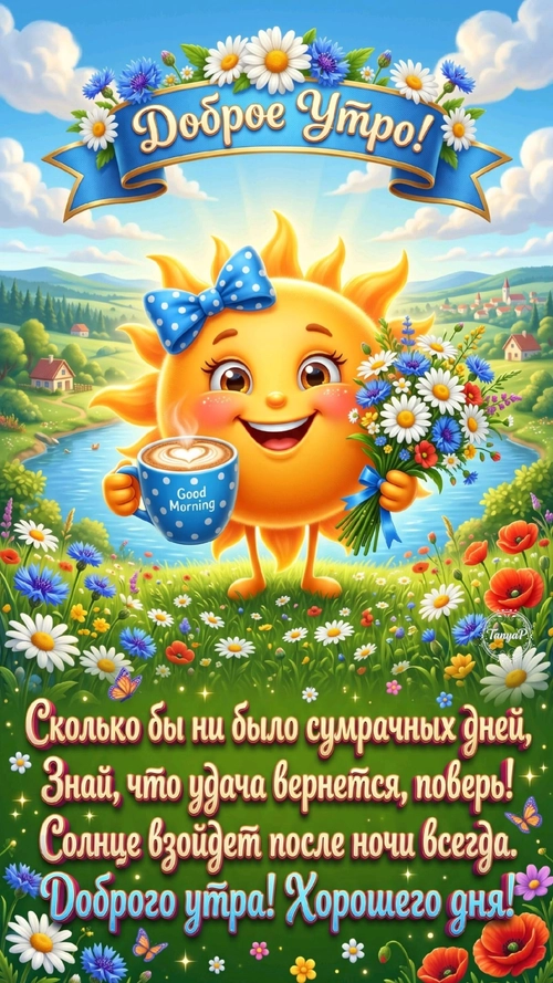 Изображение «Доброе Утро! Good Morning! Сколько бы ни было сумрачных дней, Знай, что удача вернется, поверь! Солнце взойдет после ночи всегда. Доброго утра! Хорошего дня!» (1200x2133)