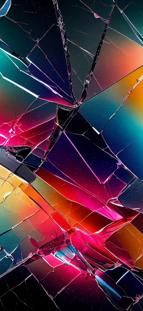 Image "A broken phone screen with bright colors" (1080x2340)