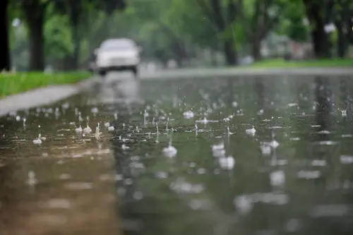 Image "It's raining on the wet road, drops are falling on the asphalt" (3925x2618)
