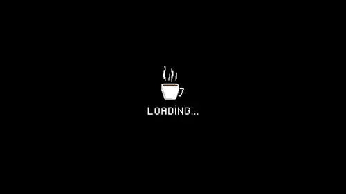 Image "Minimalistic steamed coffee cup with the inscription "LOADING..." on a black background" (1920x1080)