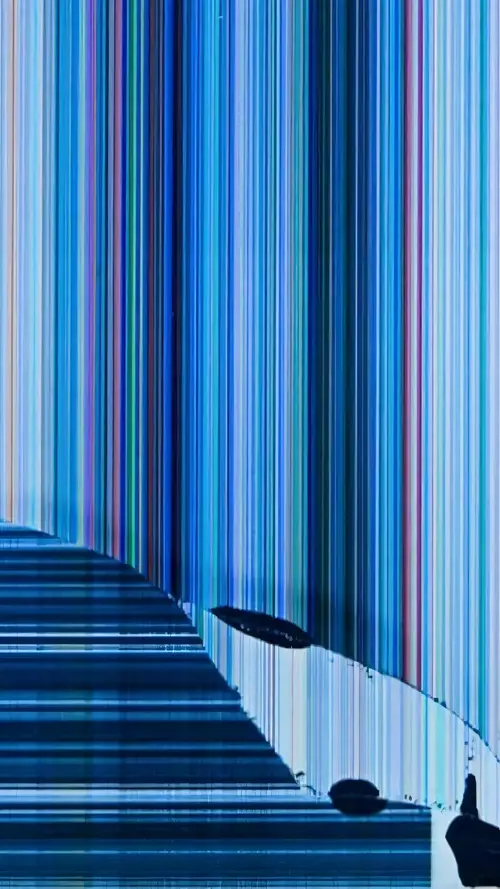 Image "A broken screen with bright vertical stripes and a distorted image" (1152x2048)