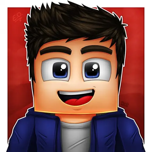 Image "A Minecraft-style character with a wide smile and bright blue eyes" (1080x1080)