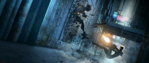 Image "Adam Smasher from Cyberpunk 2077, robot battle" (6000x2564)