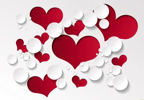 Image "Red hearts and white circles on a white background" (5000x3450)