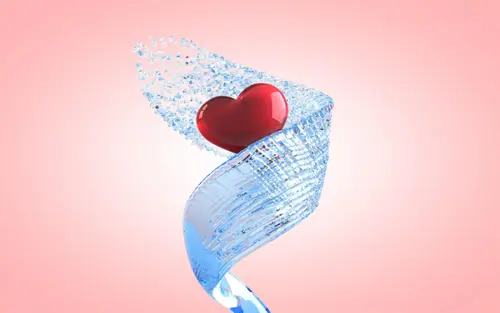 Image "A red heart surrounded by a jet of water" (2880x1800)