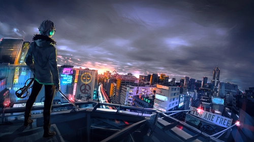 Image "Cybercity Skyscraper Landscape, art" (3840x2160)