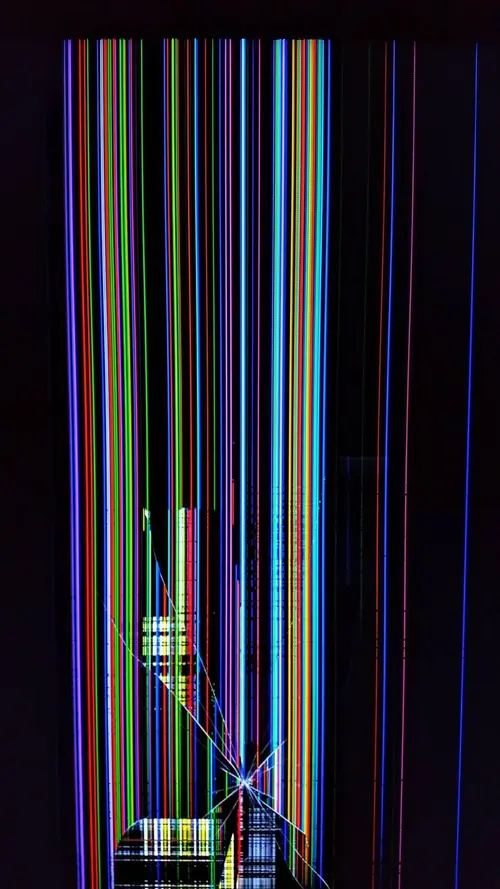 Image "Phone screen with colored stripes and cracks" (1080x1920)