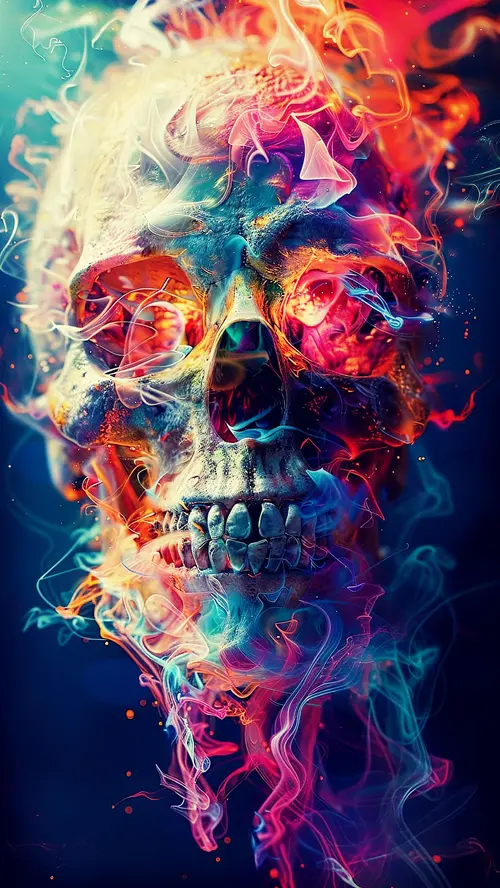 Image "Skull with bright colored smoke around it" (1200x2132)