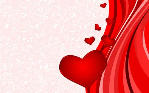 Image "Red hearts on a background with patterns and gradient stripes symbolizing love and romance" (2880x1800)