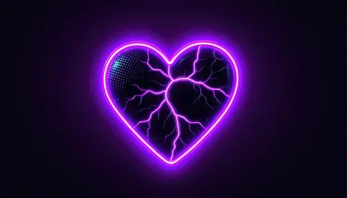 Image "Neon heart with cracks on a black background" (3840x2194)