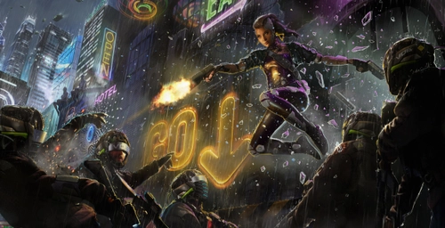 Image "Cyberpunk, female warrior, girl" (5000x2566)