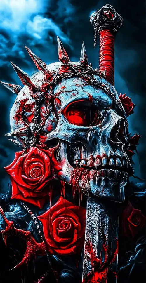 Image "A skull with roses and a sword" (1440x2792)
