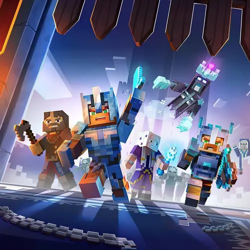 Image "A group of Minecraft-style heroes ready to fight the ice boss" (1080x1081)