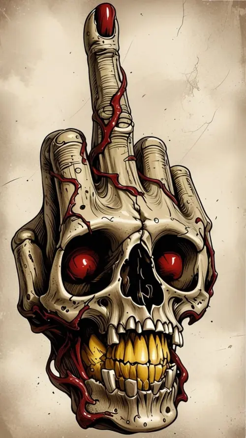 Image "A hand made of a skull with red eyes, gold teeth" (1080x1920)