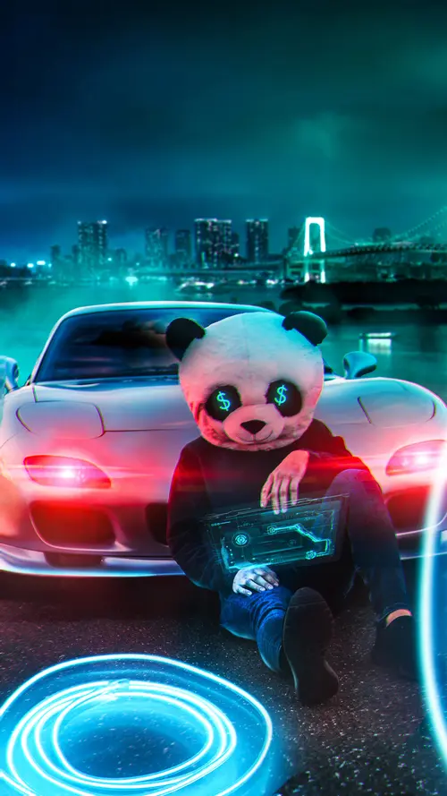Image "A man in a panda mask with a futuristic interface" (2160x3840)