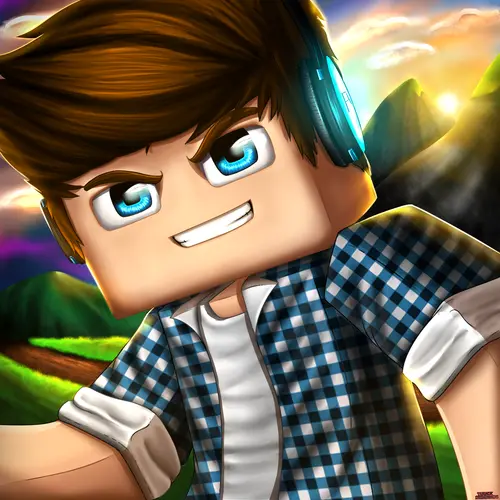 Image "A Minecraft-style character with blue eyes and a plaid shirt" (1200x1200)