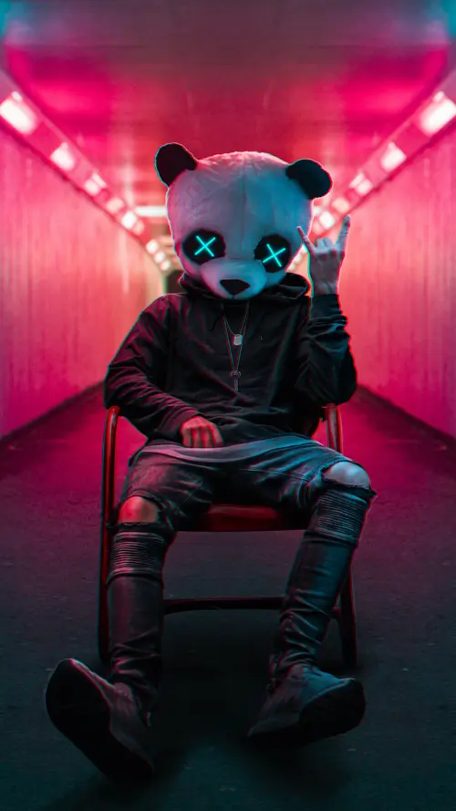 Image "A man in a panda mask with neon eyes" (2160x3840)