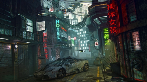 Image "Cyberpunk 4k, car, street, Japan" (3840x2160)