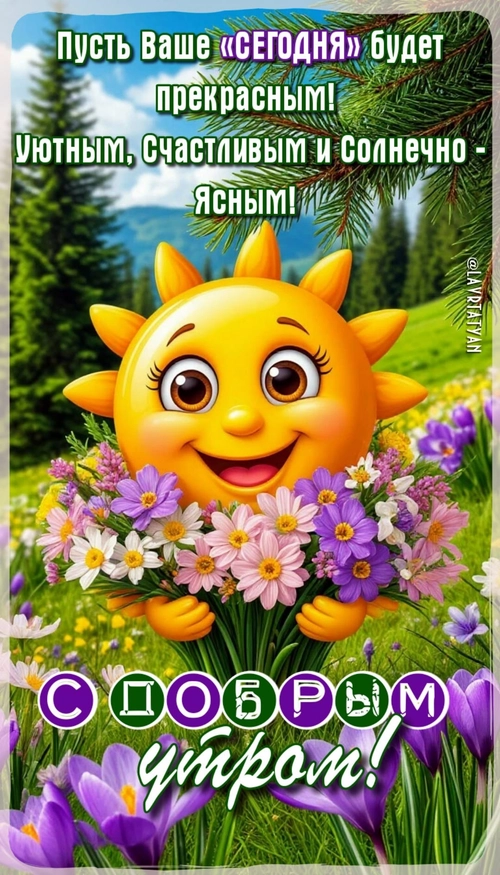 Изображение «Пусть Ваше "Сегодня" будет прекрасным! Уютным, Счастливым и Солнечно-Ясным! С добрым утром!» (1080x1890)