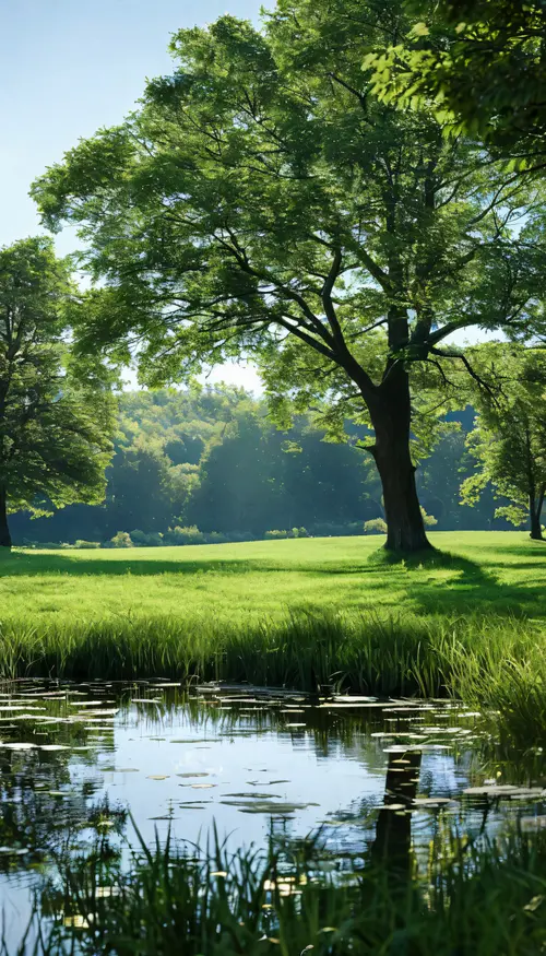 Image "A park with a pond, large trees and green grass" (1536x2688)