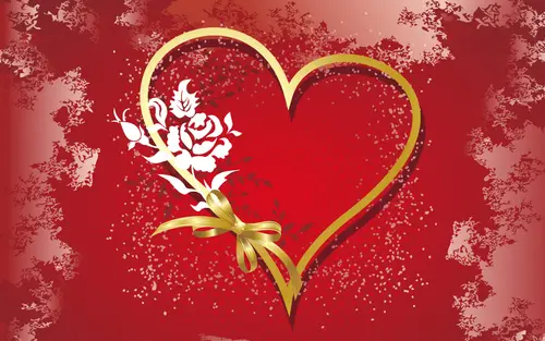 Image "A gold ribbon heart on a red background" (1920x1200)