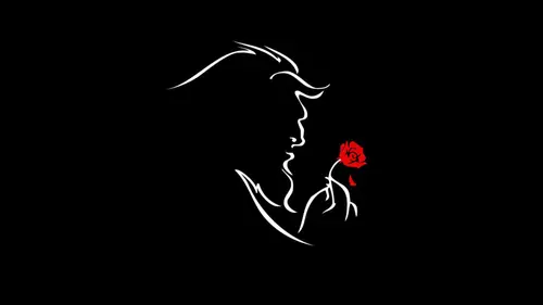 Image "Minimalistic silhouette of a man with a red rose" (1920x1080)