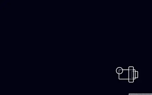 Image "Minimalistic white camera icon on a black background" (2560x1600)