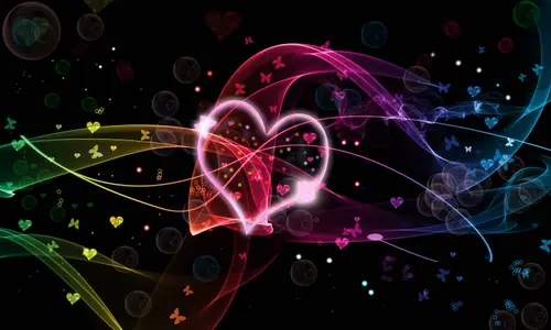 Image "Bright and colorful background with heart and butterflies" (3000x1800)