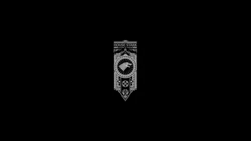 Image "Coat of arms of the House of Stark from the popular TV series "Game of Thrones" on a black background" (1920x1080)