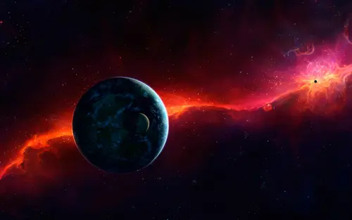 Image "Planet against a red glow, space" (2880x1800)
