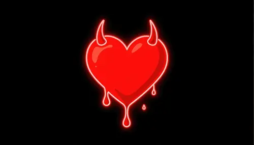 Image "Red heart with horns on a black background" (3840x2194)