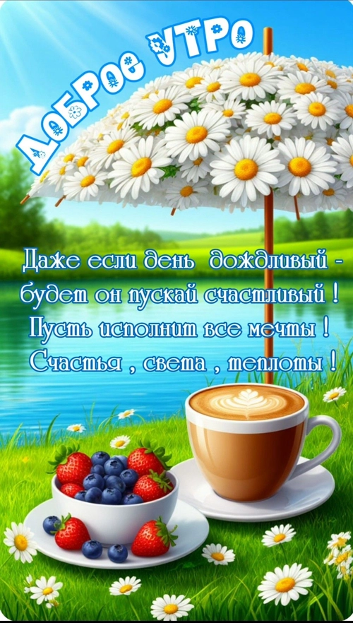 Изображение «Доброе утро! Даже если день дождливый - будет он пускай счастливый! Пусть исполнит все мечты! Счастья, света, теплоты!» (1080x1906)