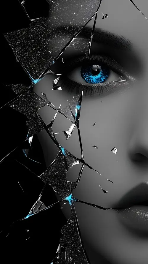 Image "The girl's face under the broken glass" (2000x3556)