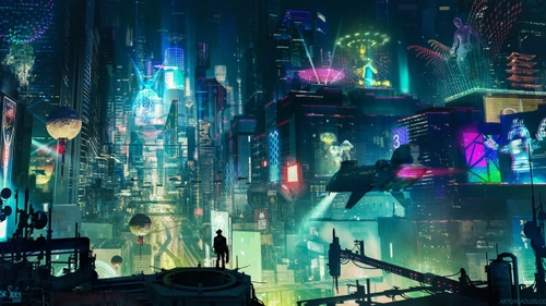 Image "Cyberpunk, beautiful night city" (2560x1440)