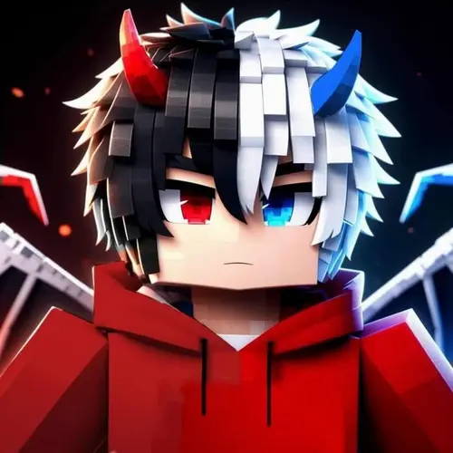 Image "A Minecraft-style character with colorful horns and bright eyes" (1000x1000)