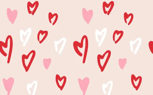 Image "Hearts of different sizes and shades of red and pink on a light background" (2878x1800)