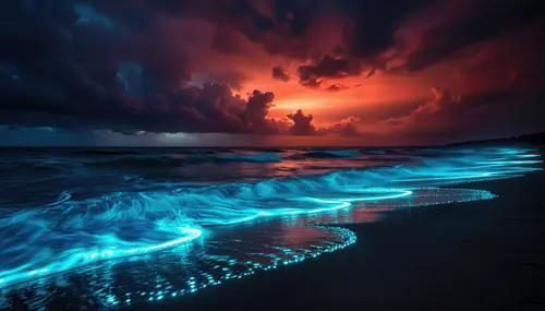 Image "Beautiful glowing night beach" (3840x2194)