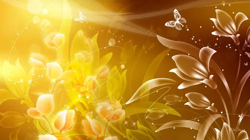 Image "Bright golden background with flowers" (1920x1080)