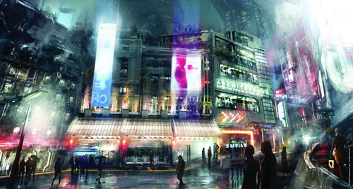 Image "A beautiful cyberpunk city at night" (3543x1902)