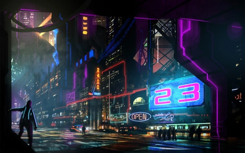 Image "Art, neon, city" (2880x1800)