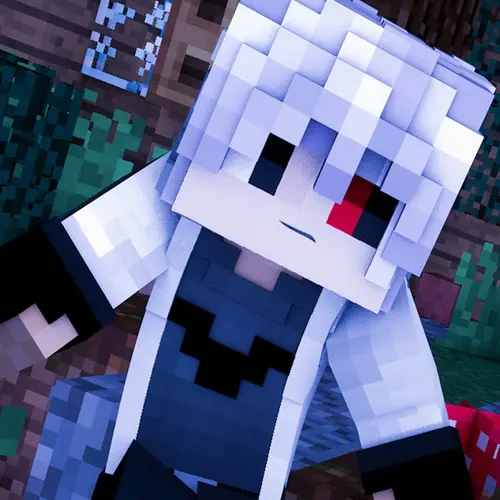 Image "Minecraft character with white hair and red eye" (1080x1081)